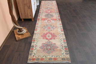 Hand-Knotted Vintage Hallway Runner Rug - Thumbnail