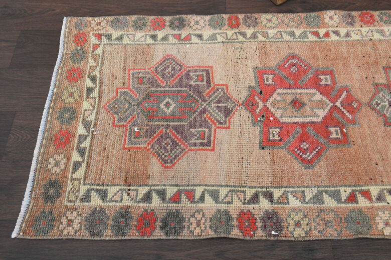 Hand-Knotted Vintage Hallway Runner Rug