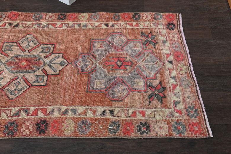 Hand-Knotted Vintage Hallway Runner Rug