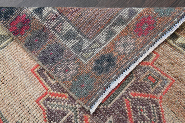 Hand-Knotted Vintage Hallway Runner Rug