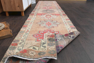 Hand-Knotted Vintage Hallway Runner Rug - Thumbnail