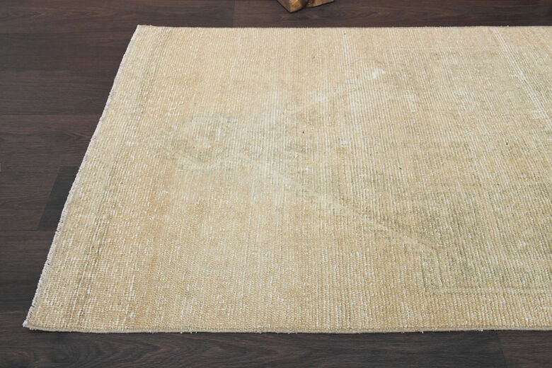 Sand Color Antique Turkish Runner Rug