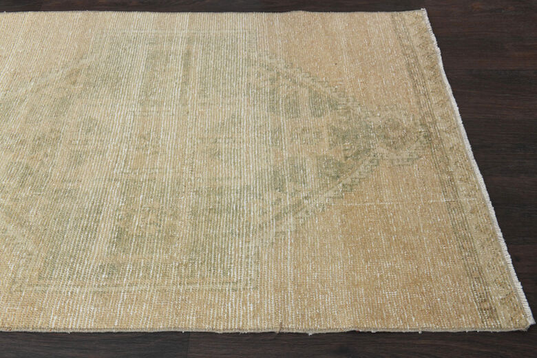 Sand Color Antique Turkish Runner Rug