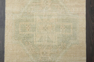 Sand Color Antique Turkish Runner Rug - Thumbnail