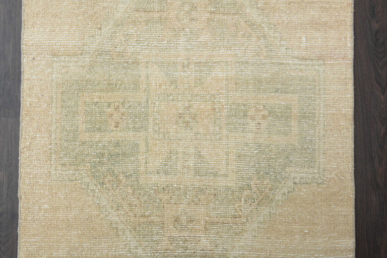 Sand Color Antique Turkish Runner Rug