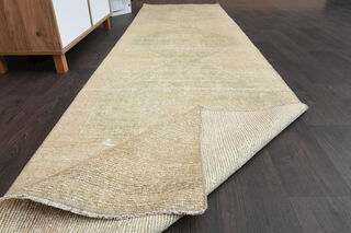 Sand Color Antique Turkish Runner Rug - Thumbnail