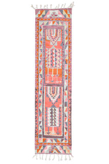 Vintage Turkish Folk Kilim Runner Rug - Thumbnail