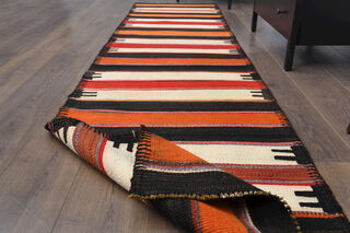 Striped Vintage Kilim Runner Rug - Thumbnail