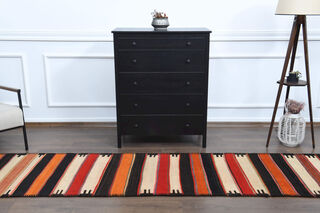 Striped Vintage Kilim Runner Rug - Thumbnail