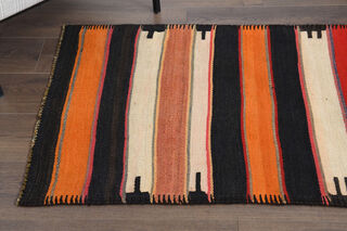 Striped Vintage Kilim Runner Rug - Thumbnail