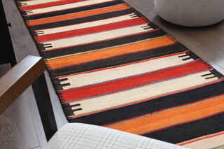 Striped Vintage Kilim Runner Rug - Thumbnail