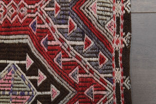 Brown & Red - Turkish Kilim Runner Rug - Thumbnail