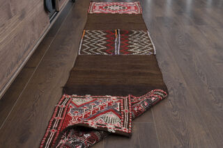 Brown & Red - Turkish Kilim Runner Rug - Thumbnail