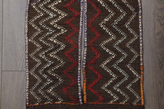 Brown & Red - Turkish Kilim Runner Rug - Thumbnail