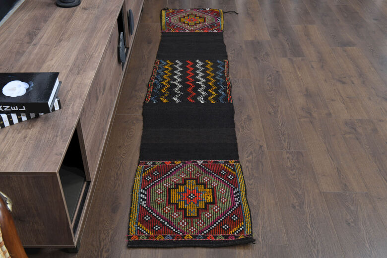 Vintage Narrow Runner - Turkish Kilim Rug