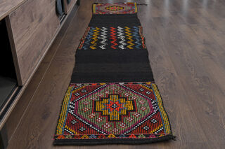 Vintage Narrow Runner - Turkish Kilim Rug - Thumbnail