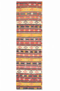 Colorful Vintage Kilim Runner Rug - Thumbnail