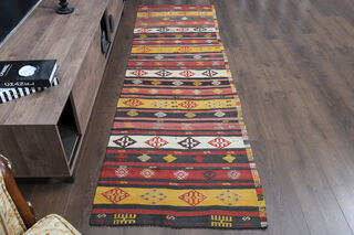 Colorful Vintage Kilim Runner Rug - Thumbnail