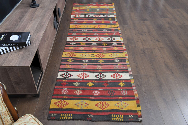 Colorful Vintage Kilim Runner Rug