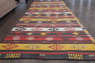 Colorful Vintage Kilim Runner Rug - Thumbnail