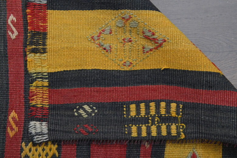 Colorful Vintage Kilim Runner Rug
