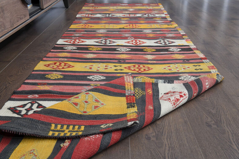 Colorful Vintage Kilim Runner Rug