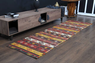 Colorful Vintage Kilim Runner Rug - Thumbnail