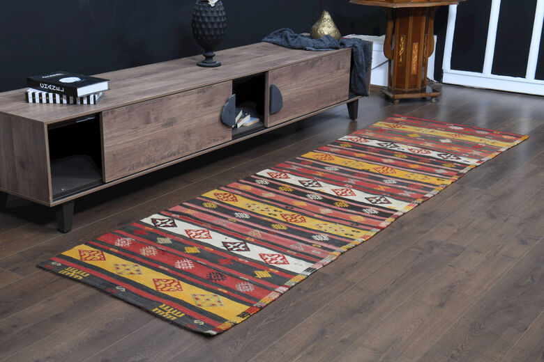 Colorful Vintage Kilim Runner Rug