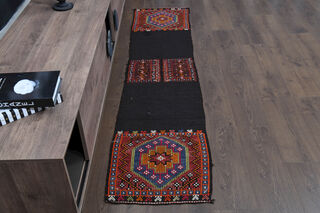 Vintage Narrow Flatweave Runner Rug - Thumbnail