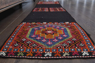 Vintage Narrow Flatweave Runner Rug - Thumbnail