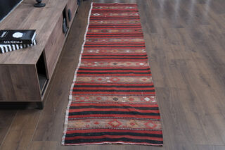 Turkish Ikat Kilim Runner Rug - Thumbnail