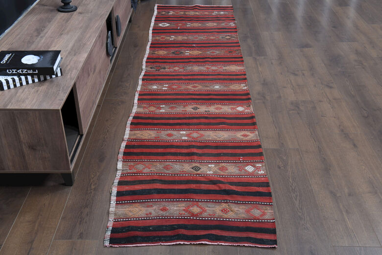 Turkish Ikat Kilim Runner Rug