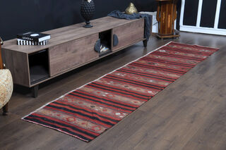 Turkish Ikat Kilim Runner Rug - Thumbnail