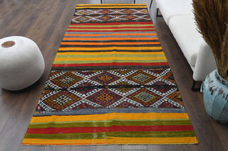 Anatolian Turkish Kilim Runner Rug - Thumbnail