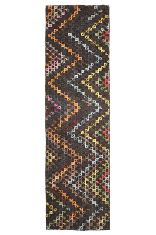 ZIG ZAG - 3x10 feet Turkish Kilim Runner Rug