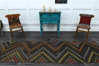 ZIG ZAG - 3x10 feet Turkish Kilim Runner Rug - Thumbnail