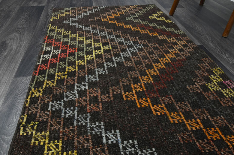 ZIG ZAG - 3x10 feet Turkish Kilim Runner Rug