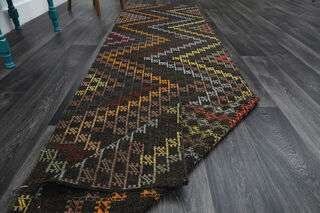 ZIG ZAG - 3x10 feet Turkish Kilim Runner Rug - Thumbnail