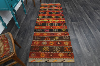 3x8 Turkish Kilim Runner Rug - Thumbnail