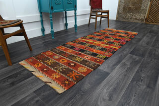 3x8 Turkish Kilim Runner Rug - Thumbnail