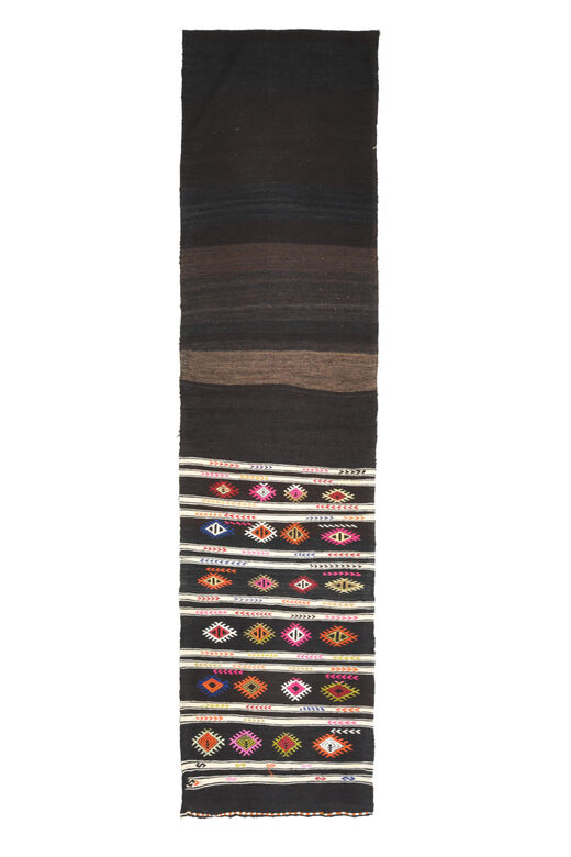 Black Turkish Kilim Runner Rug