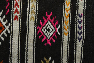 Black Turkish Kilim Runner Rug - Thumbnail