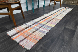 Narrow Flatweave Vintage Runner Rug - Thumbnail