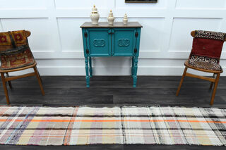 Narrow Flatweave Vintage Runner Rug - Thumbnail