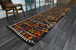 Vintage Cacim Kilim Runner Rug - Thumbnail