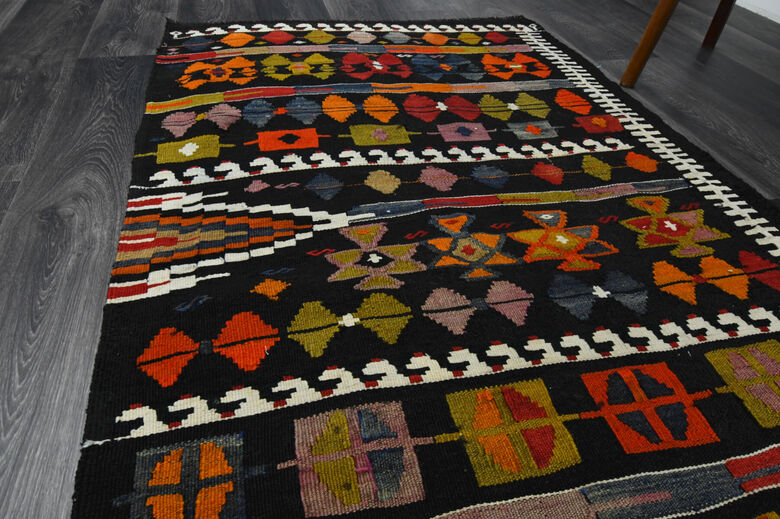 Vintage Cacim Kilim Runner Rug