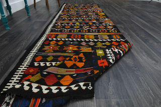 Vintage Cacim Kilim Runner Rug - Thumbnail