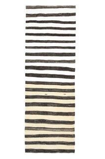 Striped Turkish Kilim Runner Rug - Thumbnail