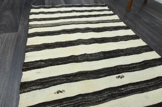 Striped Turkish Kilim Runner Rug - Thumbnail