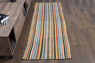 Turkish Striped Kilim Rug - Thumbnail